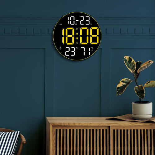 Relógio Digital Led Relógio De Parede Amarelo