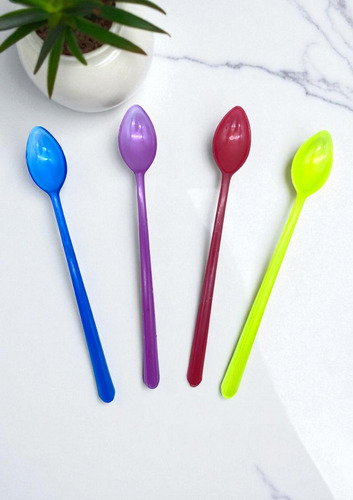 25cucharas Colores Refresquera Plástico Grueso Reutilizables