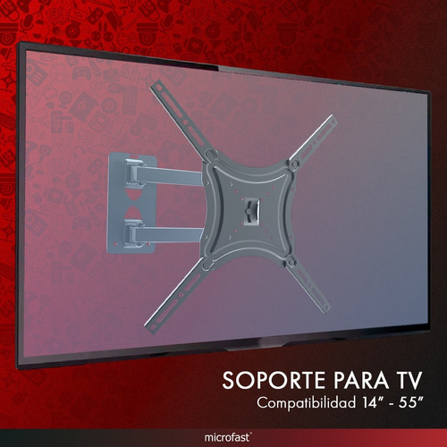 Imagen 4 de 9 de Soporte Tv Lcd Led 2 Brazos Móviles Hasta 55 50kg Vesa
