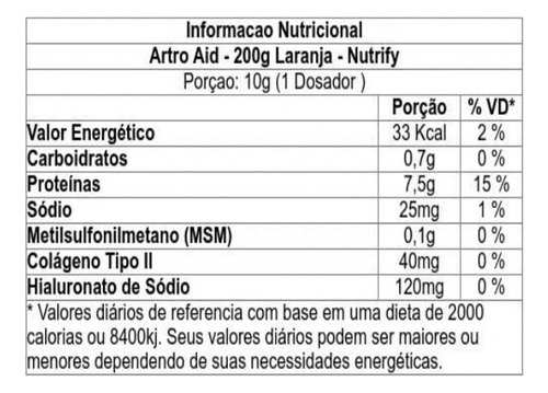 Kit 3x Artro Aid Nutrify Colágeno Tipo 2 Hialurônico Laranja