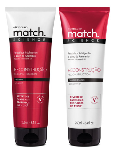  Kit Match Reconstrução: Shampoo 250ml + Condicionador 250ml