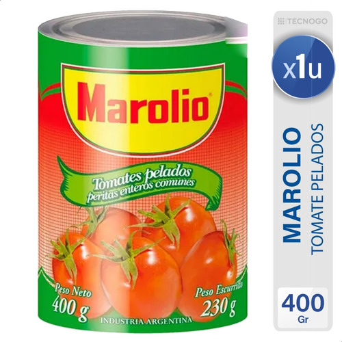 Tomate Marolio Perita Pelado Entero Comun Lata 400 Grs