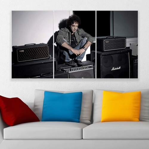 Cuadro Triptico Gustavo Cerati Art Canvas Personalizado