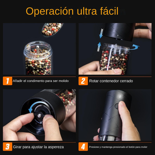Molinillo De Sal Y Pimienta Recargable, Paquete De 2 .