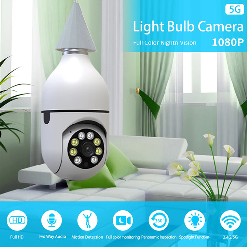 Cámara De Seguridad Tipo Bombillo Wifi 1080mp 5g 360 Grados