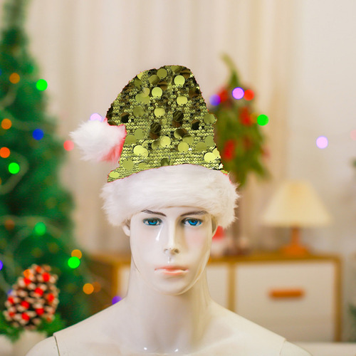 Sombrero Navideño Grande De Color Verde Con Lentejuelas, Sum