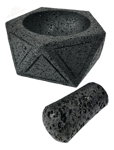 Molcajete Artesanal Forma Diamante 5 Pulgadas