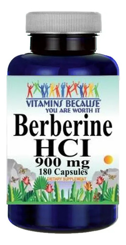 Berberine Hci 1000mg 180caps  Vitamins Because