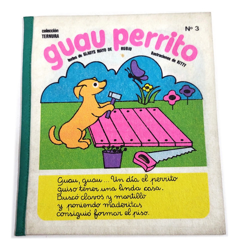 Antiguo Libro Infantil Tela Perrito Guau Cuento Fabula 1984