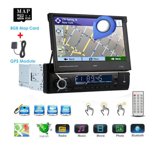 Radio De Coche Retráctil 1-din 7 \ '\' Pantalla Táctil Gps