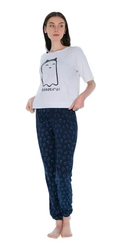 Pijama Manga Corta Pantal n Algod n Mujer Tops bottoms 25249
