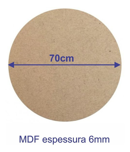 Imagem 1 de 2 de Chapa Redonda 70cm Diâmetro Mdf 6mm Cote A Laser - 1 Unidade
