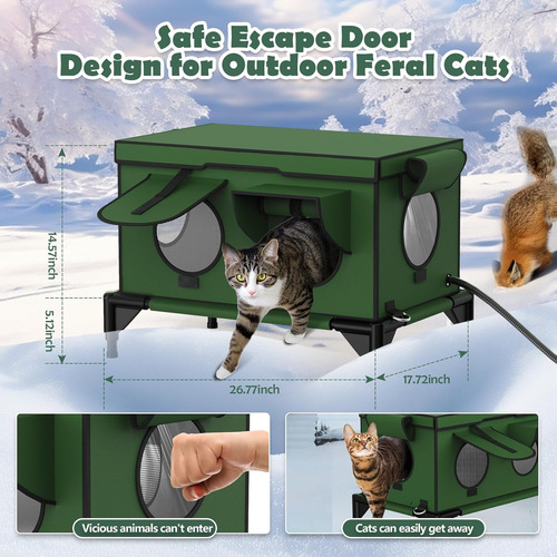 Casa Calentada Para Gatos Exteriores, Aislada Y Resistente,