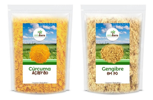 Gengibre Em Pó 1 Kg + 1 Kg Cúrcuma Açafrão Em Pó Della Terra