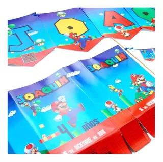 Super Mario Bros Partybox Candybar Kit Impreso 12 Invitados