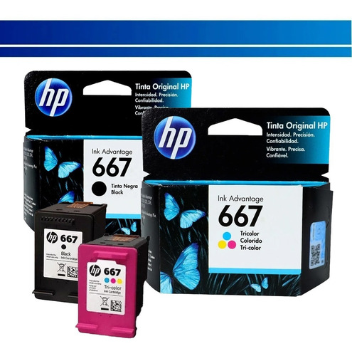 Combo 2 Cartuchos Hp 667 Tinta Original Negro + Color