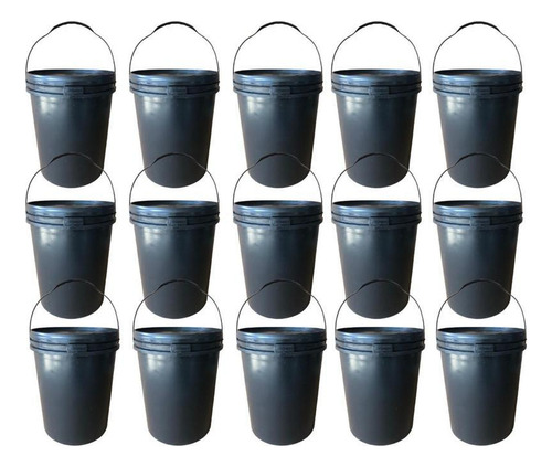 Cubo de aceite lubricante de 16 litros con tapa, 15 unidades