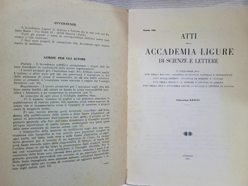 Imagen 4 de 10 de Atti Accademia Ligure Di Scienze E Lettere Volume 37 1981