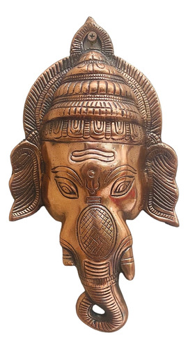 Ganesha Mascara De Pared En Bronce Importado India Colgante