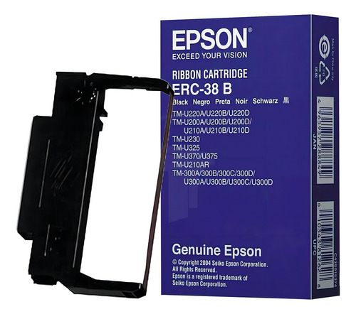 Cinta Epson Erc-38b Negra Para Impresoras M300/tmu200 Pack10 Negro