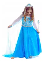 Comprar Vestido Disfraz De Frozen Bordado,set Corona Trenza Y Cetro