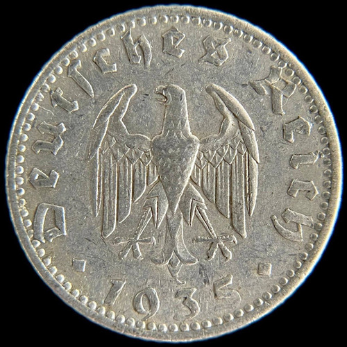 Alemania, Tercer Reich, 50 Reichspfennig, 1935 A. Vf+