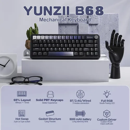 Teclado Mecanico Inalambrico Yunzii B68 Milk V2 Switch