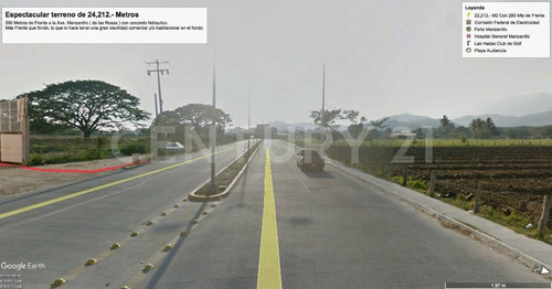 Terreno Comercial Con 290 Metros De Frente A Bulevar, En Manzanillo