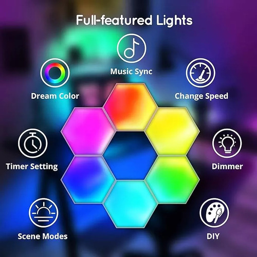 Luz Gamer Hexagonal Control App Cintas Led ( No Usa Pilas )