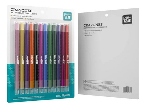 Pack 20 Crayones Retráctiles Giratorios 12 Colores Pen+gear