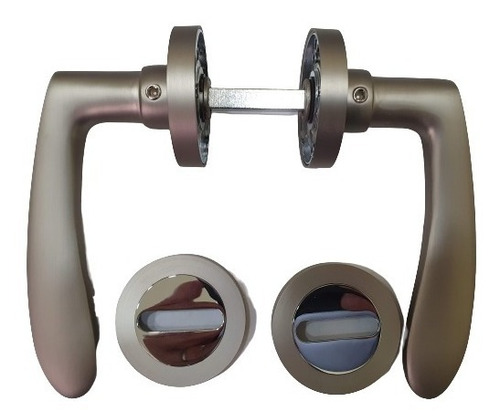 Imagen 2 de 6 de Picaporte Manija Doble Libra 1086 Color Cromo Mate Combinado
