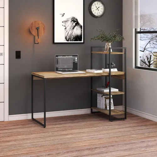 comprar Escrivaninha Com Estante Alta 3 Prateleiras 1,35m Dynamica