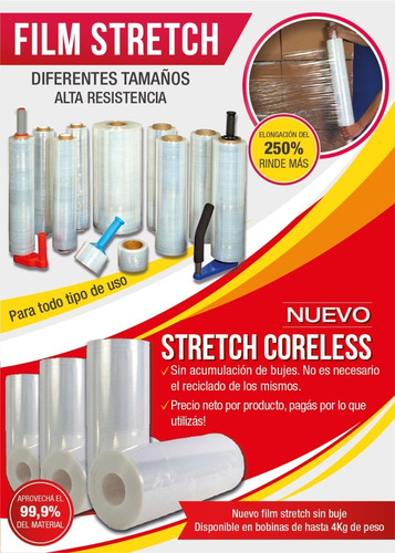 Imagen 6 de 10 de Pack Film Stretch Cristal 50cm Sin Buje 4kg Aprox X4u
