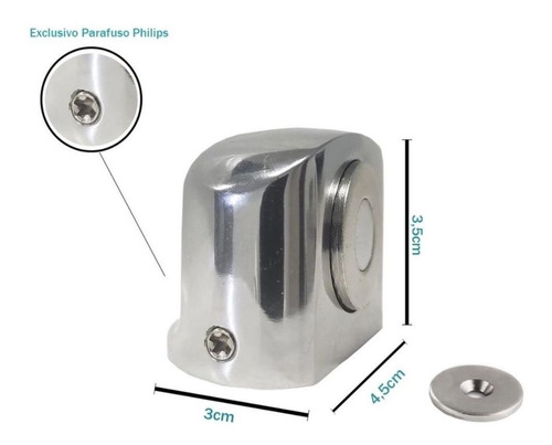 Imagem 3 de 7 de Fixador De Porta Magnético Alumínio Fp500 Vonder Trava
