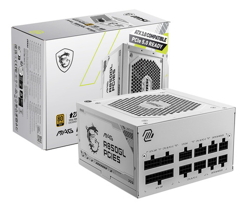 Fuente De Alimentación Msi Mag 850gl Pcie 5 Blanca 850w 80 P