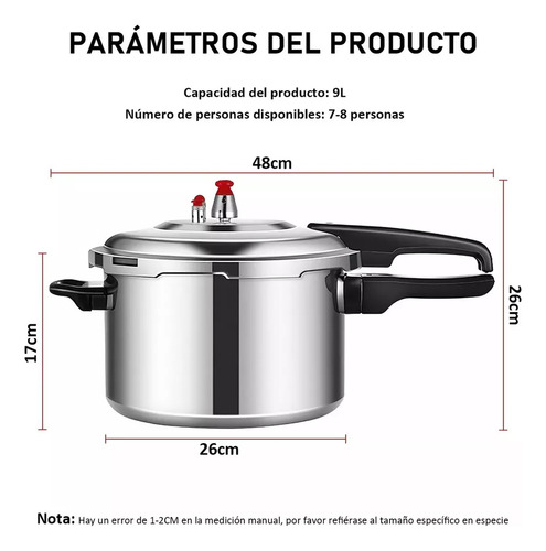 Ollas De Express Presión Universal 9 Litros Con Válvula Seguridad 26cm Komate