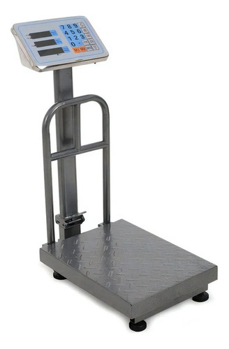 Bascula Electronica Comercial Industrial Digital 150 Kg 110v Gris Oscuro Resistente Plegable Alta Precisión Uso Rudo Pantalla LED Acero Inoxidable Mastil De Apoyo Recargable