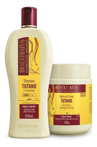 Kit 1 Shampoo 1 Banho De Creme Força Maciez Tutano 500ml