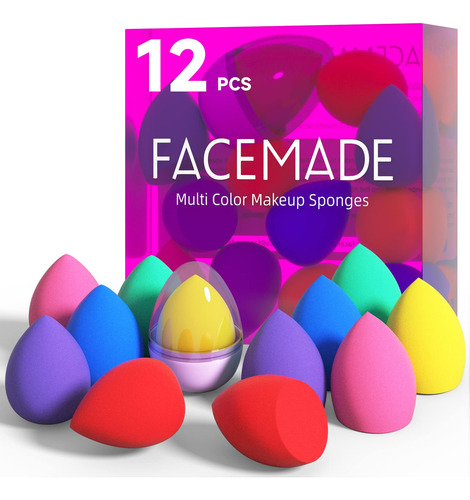 Facemade Juego De 12 Esponjas De Maquillaje Y 1 Soporte De E