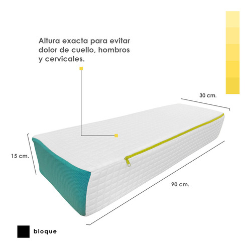 Almohada Bloque King Size Extra Grande 15 Cm Color Amarillo