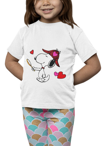 Polera Niña Snoopy Charlie Brown Detective Estampado Algodon