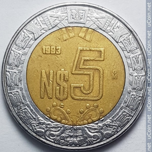 Moneda De 5 Nuevos Pesos 1993
