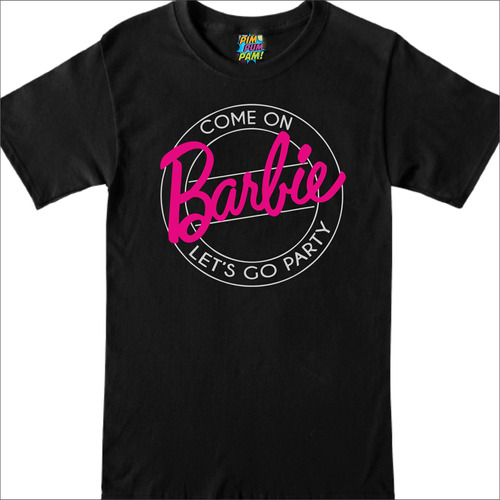 Remera Negra Come On Barbie Let's Go Party