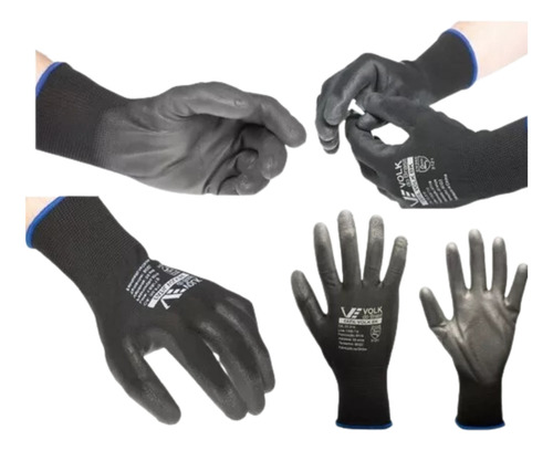 Luva Tátil Volk Nylon Pu Preta Ca 30916 Tamanho G