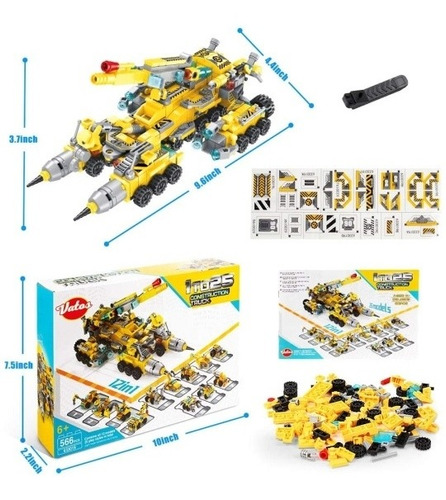 Bloques De Construcción Vatos 566 Piezas Camion 25 En 1.