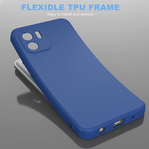 Funda Silicona Líquida Tpu Para Redmi A1/a2+mica+cordón Azul Redmi A1/a2/a1+/a2+/xiaomi Poco C50/poco C51
