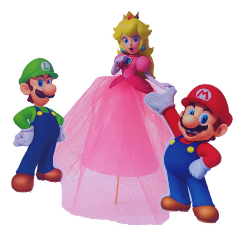 Princesa Peach , Mario Bross Y Luigi. Adorno De Torta