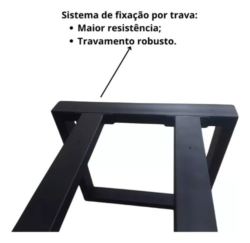 Pé De Mesa 100 Cm Aço Reforçada Base De Ferro Pra Mesa Preto