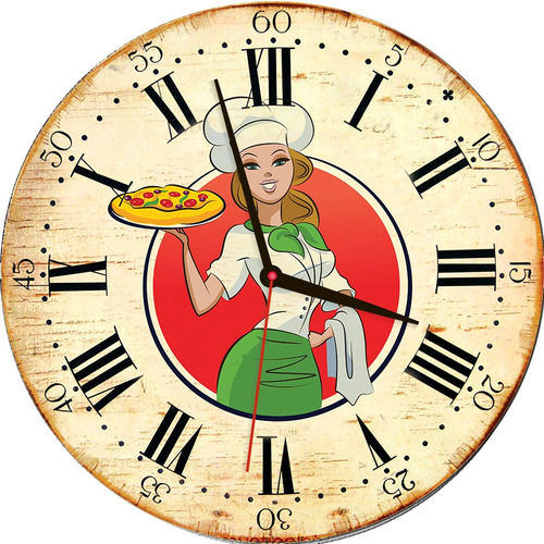 Relógio De Parede Estilo Rústico Chefe Cozinha 30 Cm