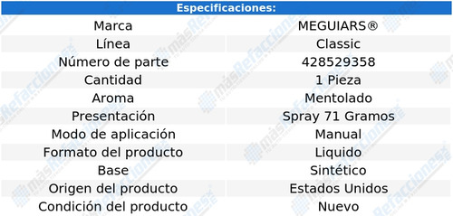 Meguiar's Sist. Eliminación De Olores Black Chrome G181302